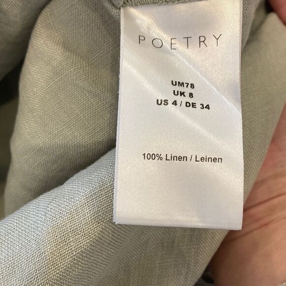 Poetry 100% Linen Half Button Down grey Oversized caftan long dress Size 4 - Picture 11 of 12